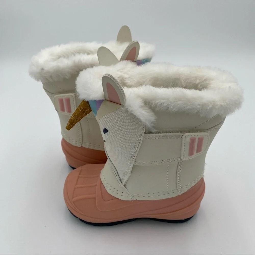 Cat & Jack Thermolite Unicorn Faux Fur Lined Little Girl Snow Boots Shoes Size 6
